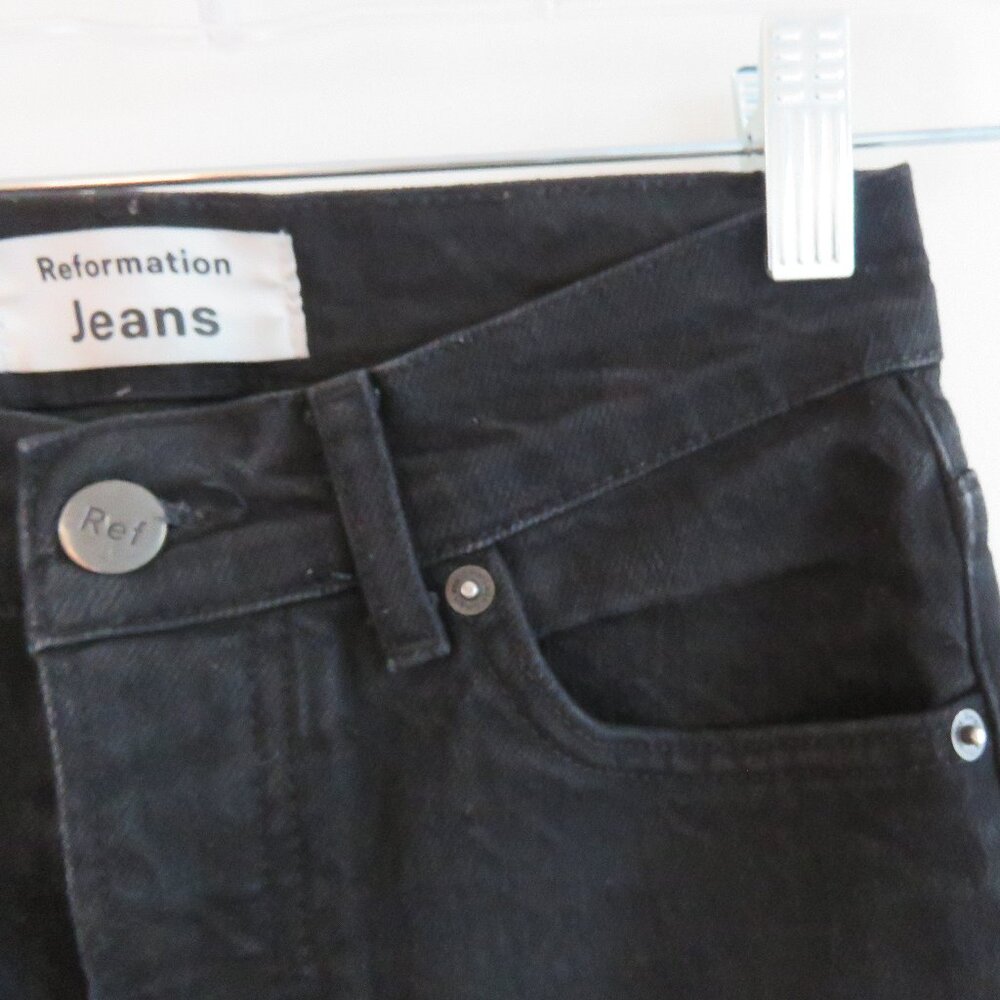 REFORMATION Serena High Skinny Crop Jeans in Black - Size US 24 - Picture 4 of 15